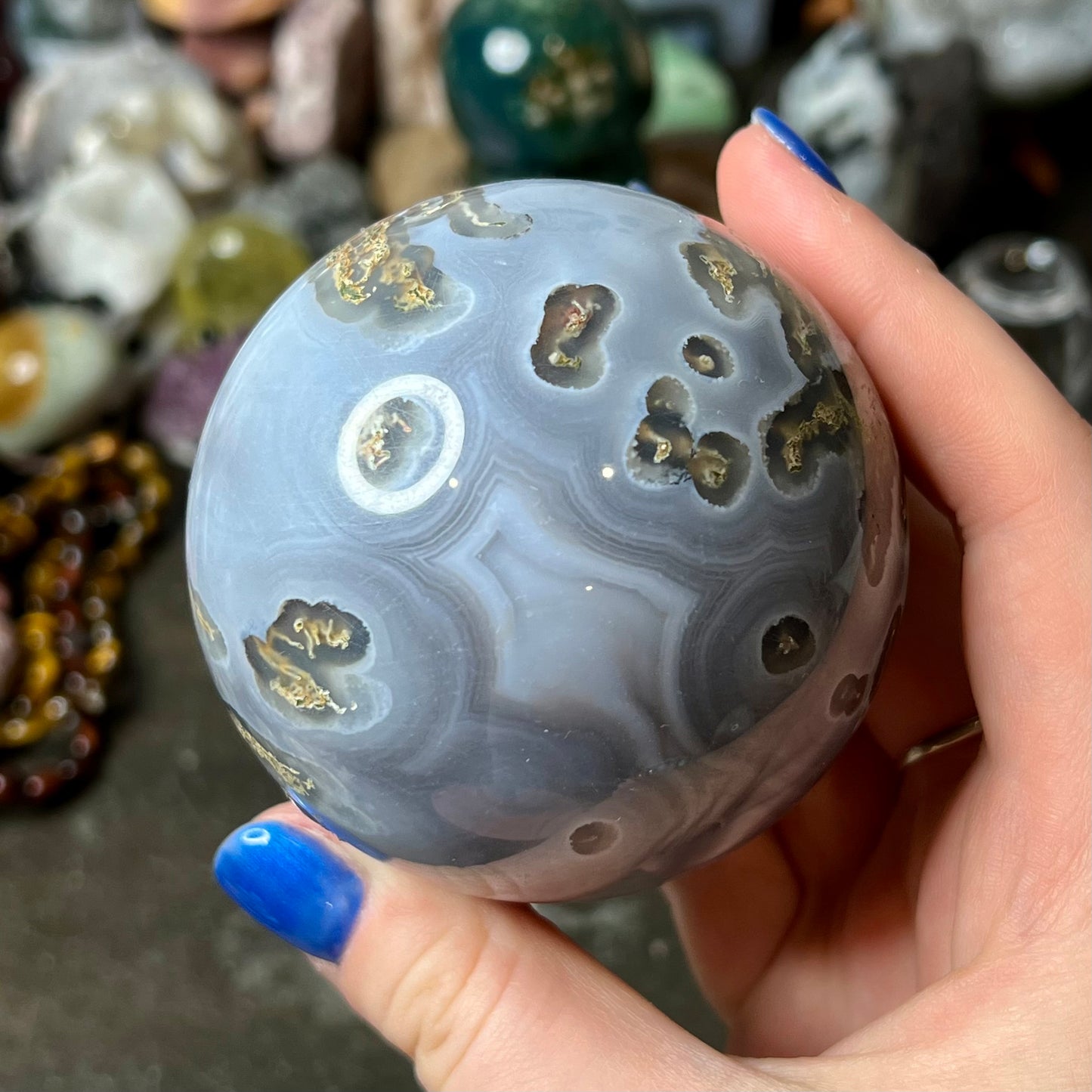 Moss agate sphere