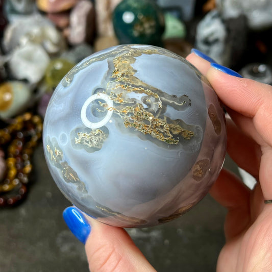 Moss agate sphere