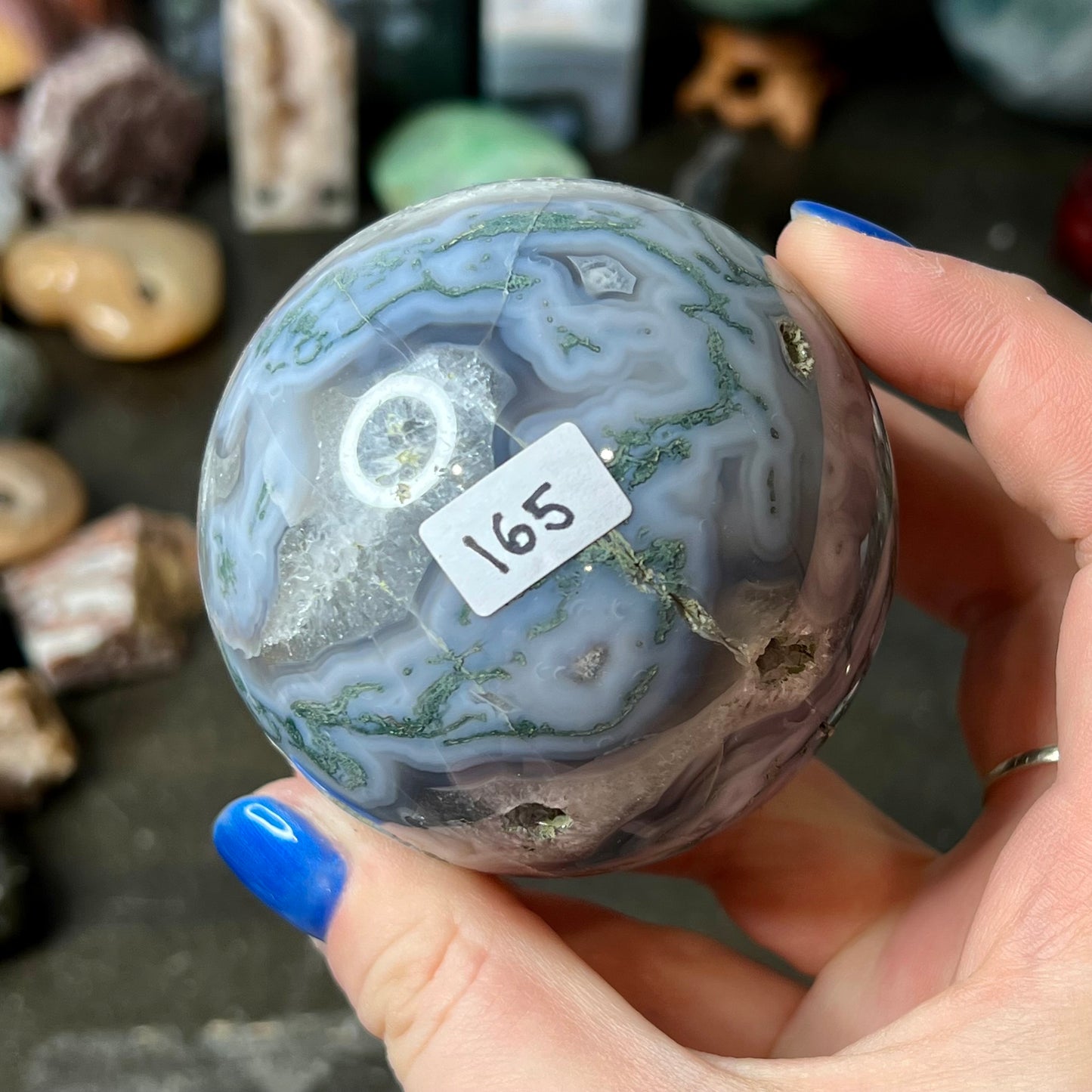 Moss agate sphere