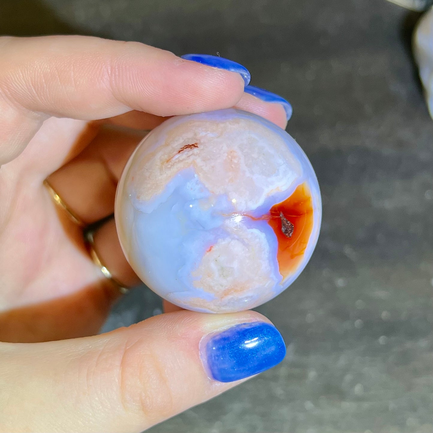 Carnelian Flower agate sphere