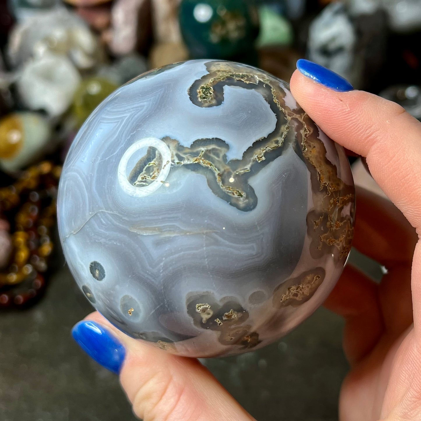 Moss agate sphere