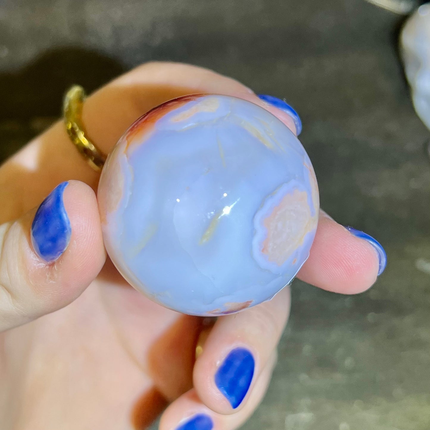 Carnelian Flower agate sphere